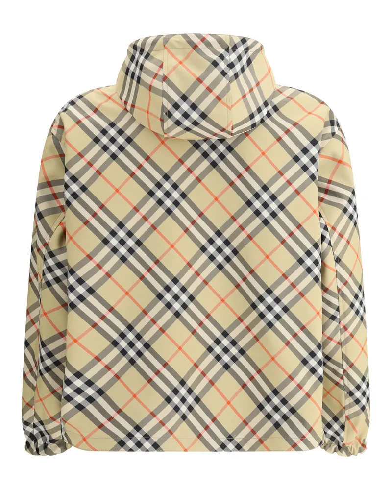 Burberry Men's Reversible Waterproof Jacket Sand Ip Check Polyester Coat Beige