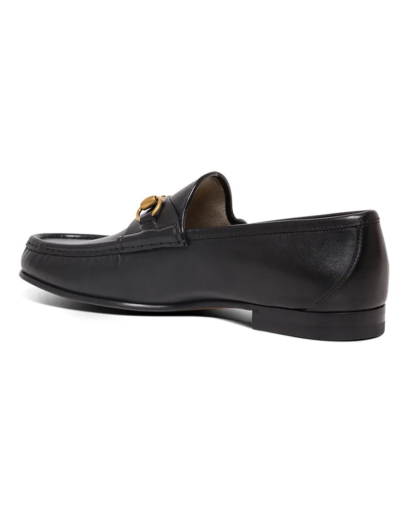 Gucci Men's Loafers With Horsebit, Black Leather Calf Black