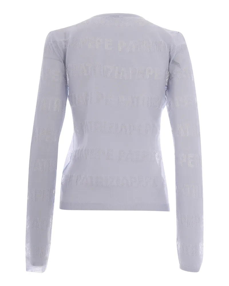 Patrizia Pepe Women's Crew Neck Logo Sweater Sky Grey Viscose Jumpers Gray