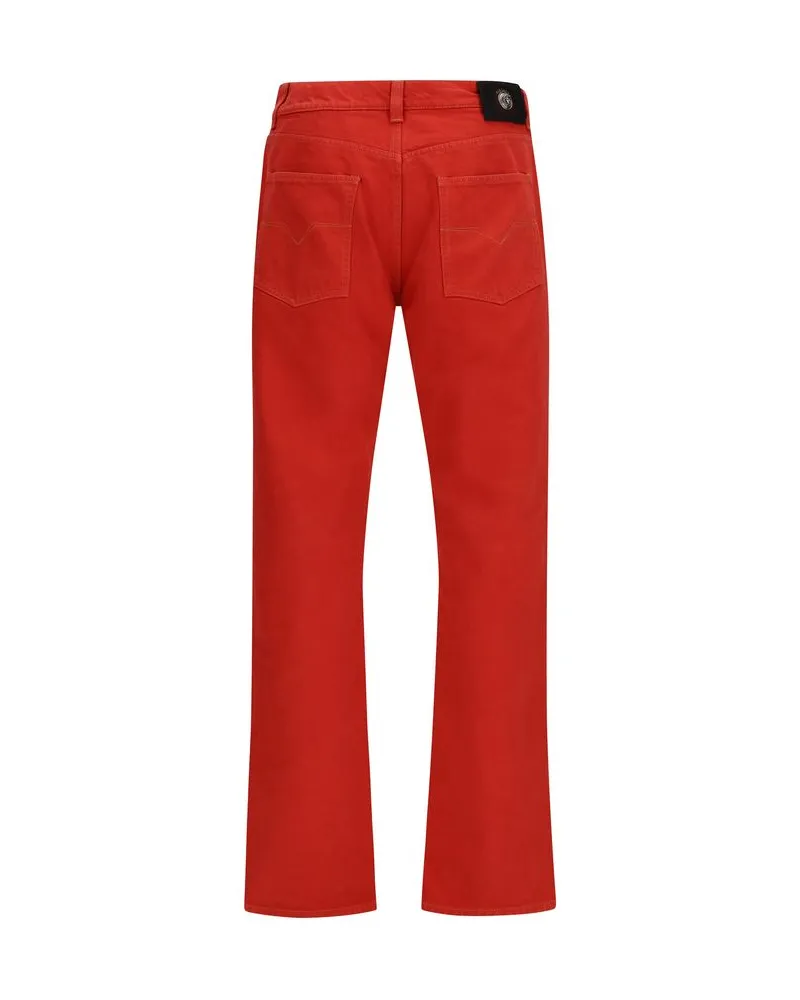 Versace Men's Multicolor Cotton Straight-Leg Jeans Clothing Red