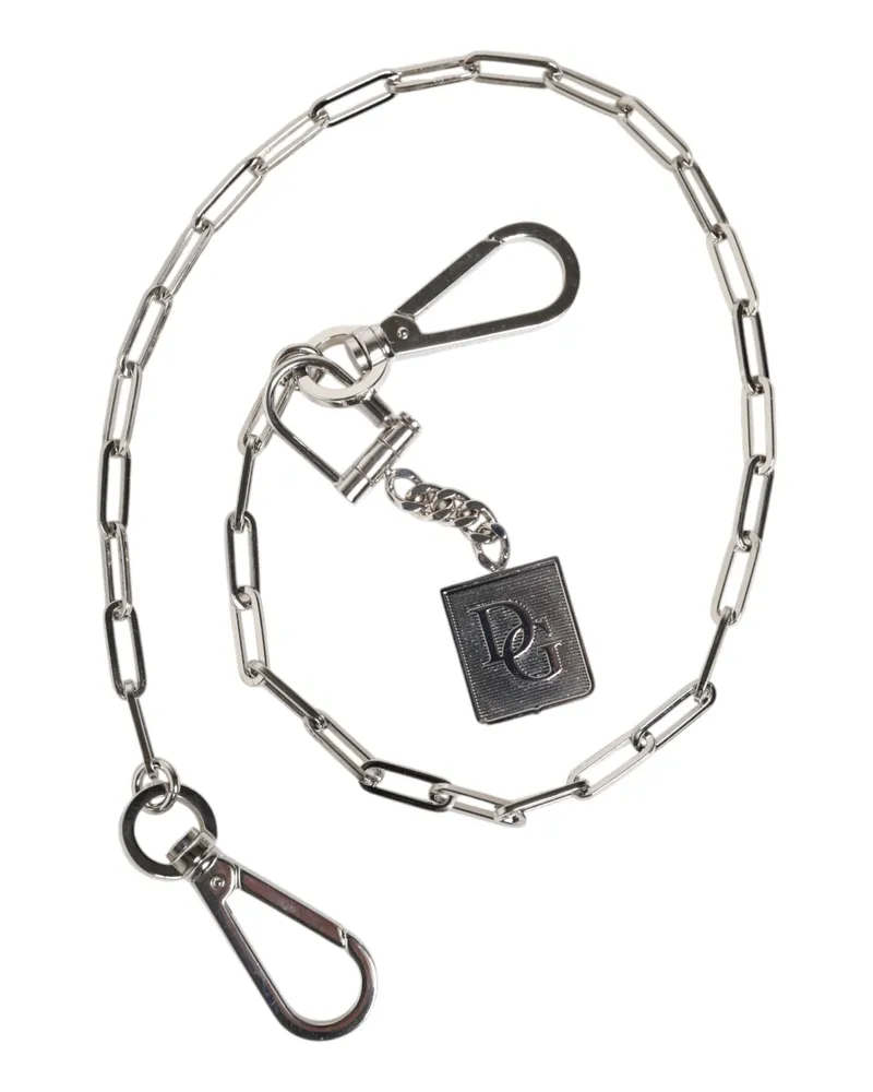 Dolce & Gabbana Logo Charm Chain Belt Buckle — Silver Silver