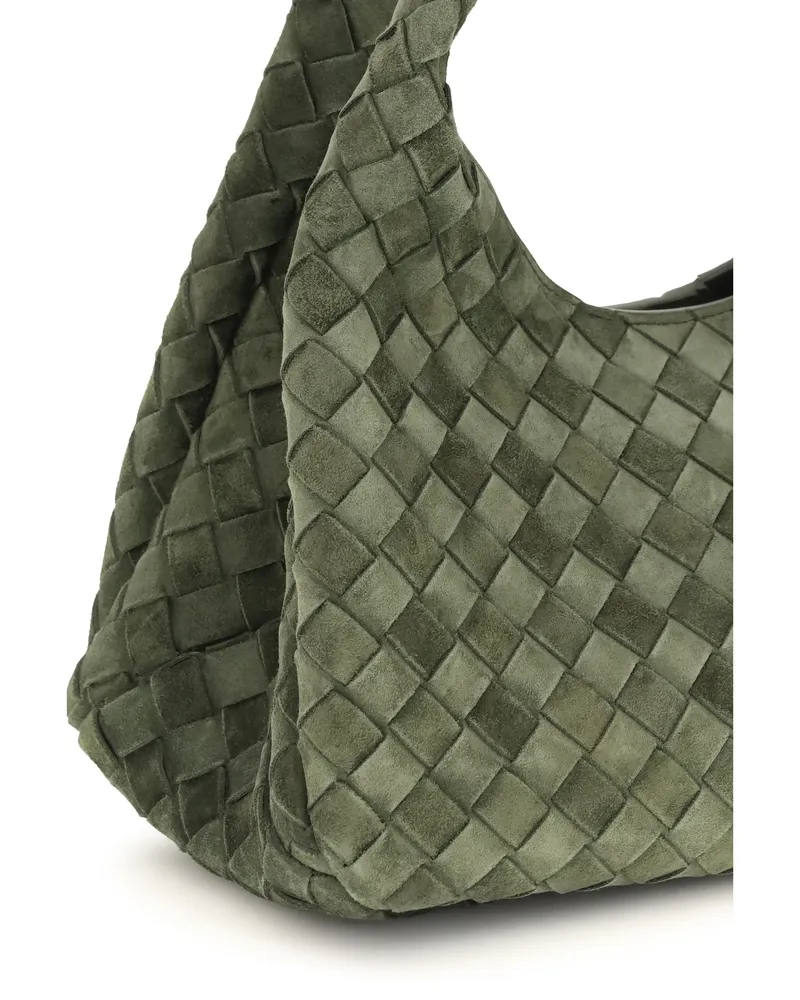 Bottega Veneta Women's Shoulder Bag Campana Green Tweed Tweed-Brass Calf Leather Tweed/brass Green