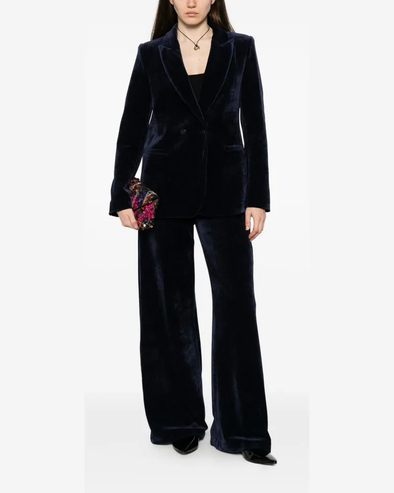 forte_forte Velvet Wide-Leg Trousers — Navy Navy