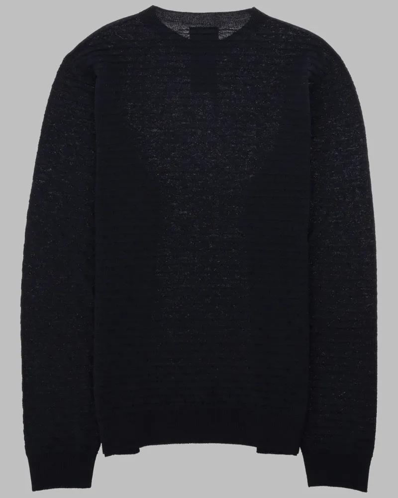 Giorgio Armani Virgin Wool Crew-Neck Sweater — Blue Blue