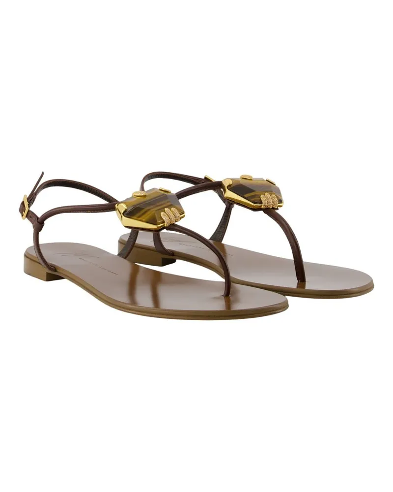 Giuseppe Zanotti Women's Muse Sandals -  Leather Brown Calfskin Shoes Flat-Shoes Brown