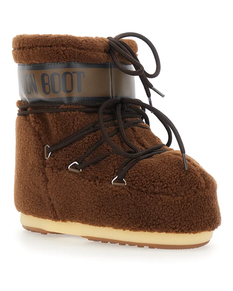 Moon Boot Women's Bootie Icon Low Fleece Brown Boot Brown