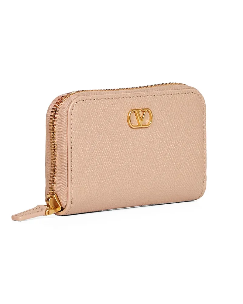 Valentino Garavani VLogo Signature Grained Calf Wallet — Beige Beige