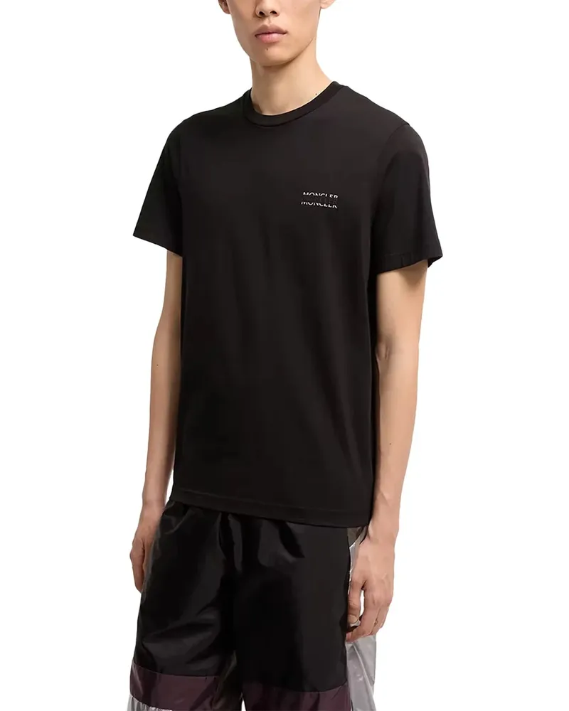 Moncler Logo-Printed Cotton Jersey T-Shirt — Black Black