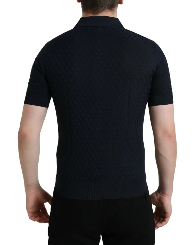 Dolce & Gabbana Men's Silk Knit Polo Navy Navy