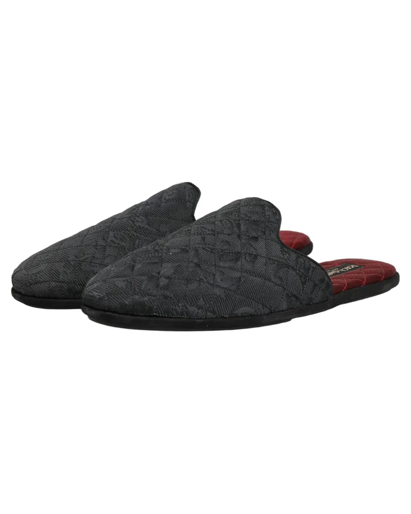 Dolce & Gabbana Men's Black Floral Brocade Slides Slippers Shoes Capra (suede Black