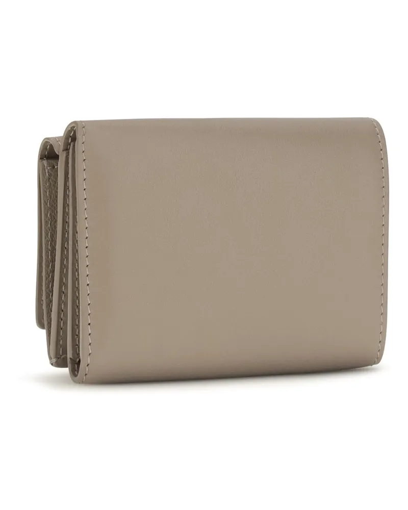 Fendi Women's Ff Mini Trifold Leather Wallet Tortora Calf Bos Taurus Gray