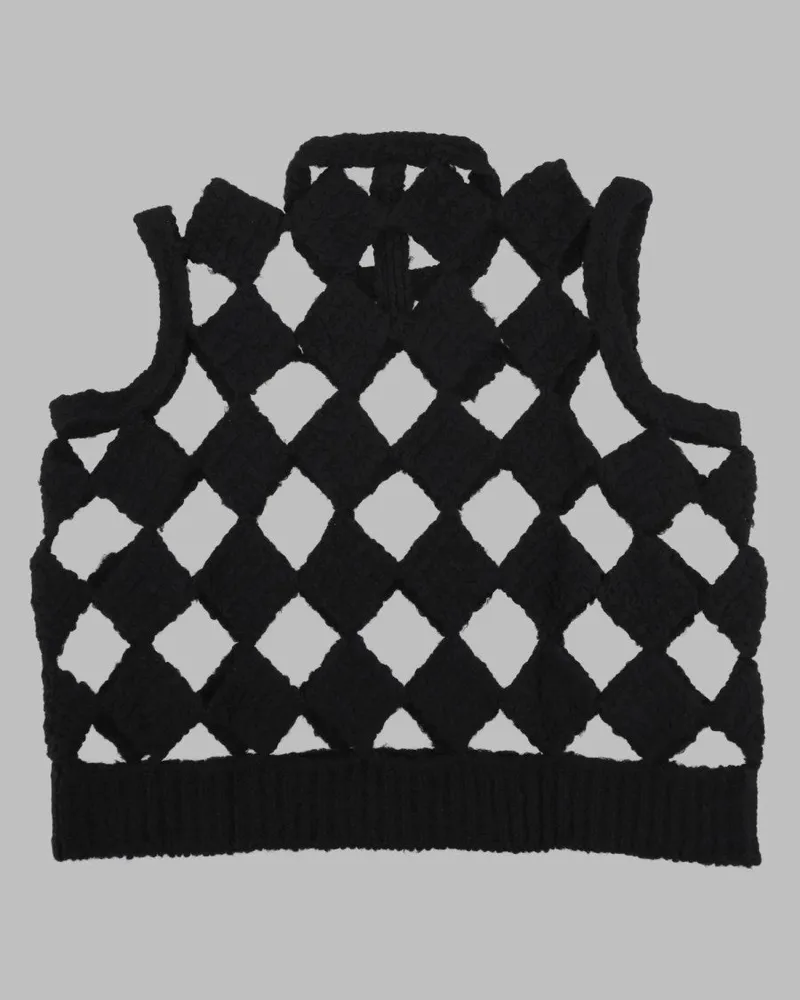 Rick Owens Cashmere Silk Jacquard Tank Top — Black Black
