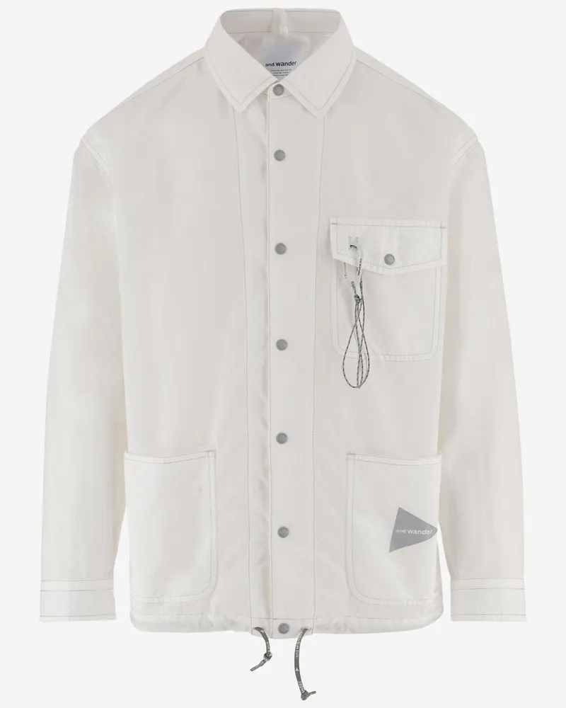and wander Men's Jacket Cotton-Blend White White