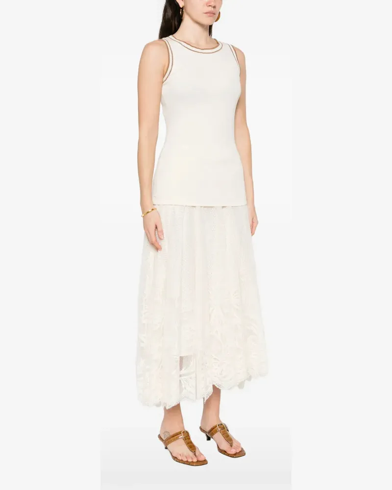 Fabiana Filippi Women's Contrast-Trim Sleeveless Tank Top Ss26 W Cream