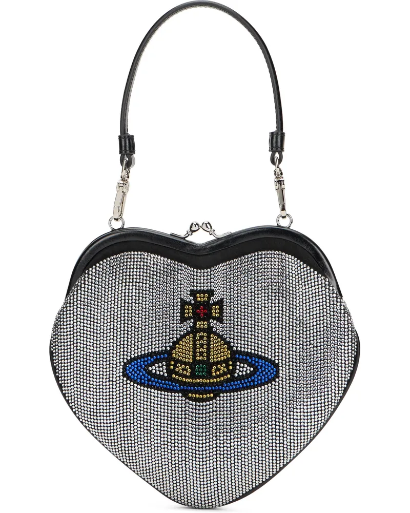 Vivienne Westwood Women's Heart Frame Bag Silver Calfskin Clutch Silver