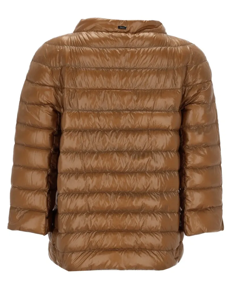 Herno Cropped Padded Down Down Jacket — Brown Brown