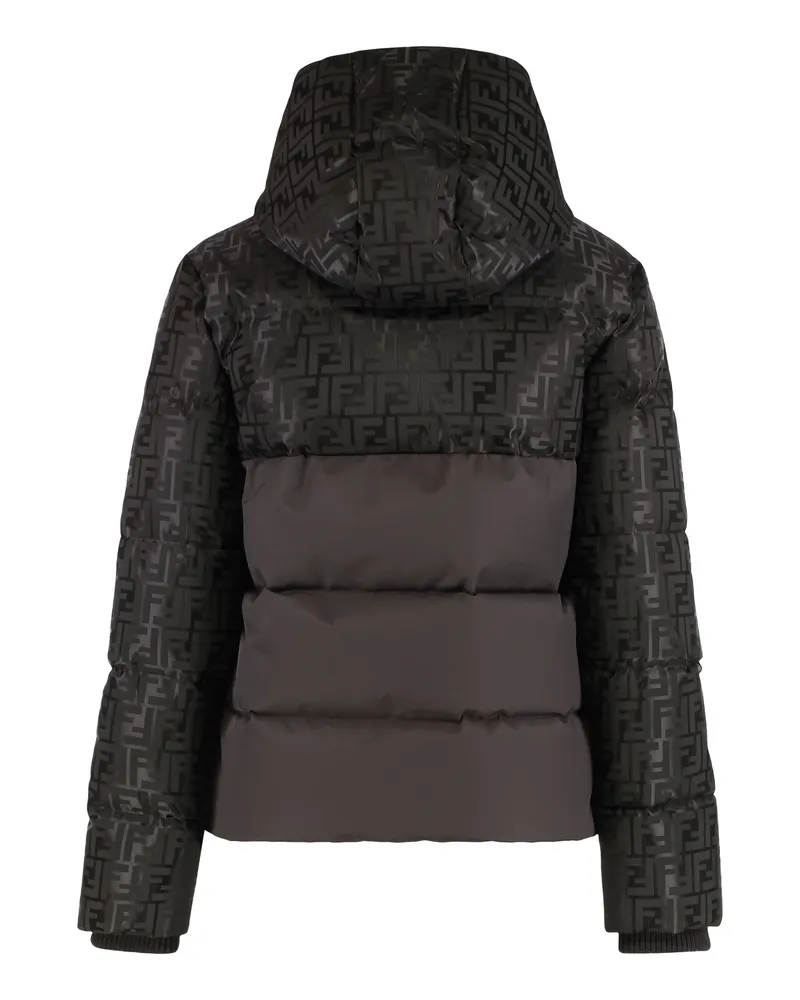 Fendi Women Down Jacket Ff Jacquard Brown Cotton Puffer Brown