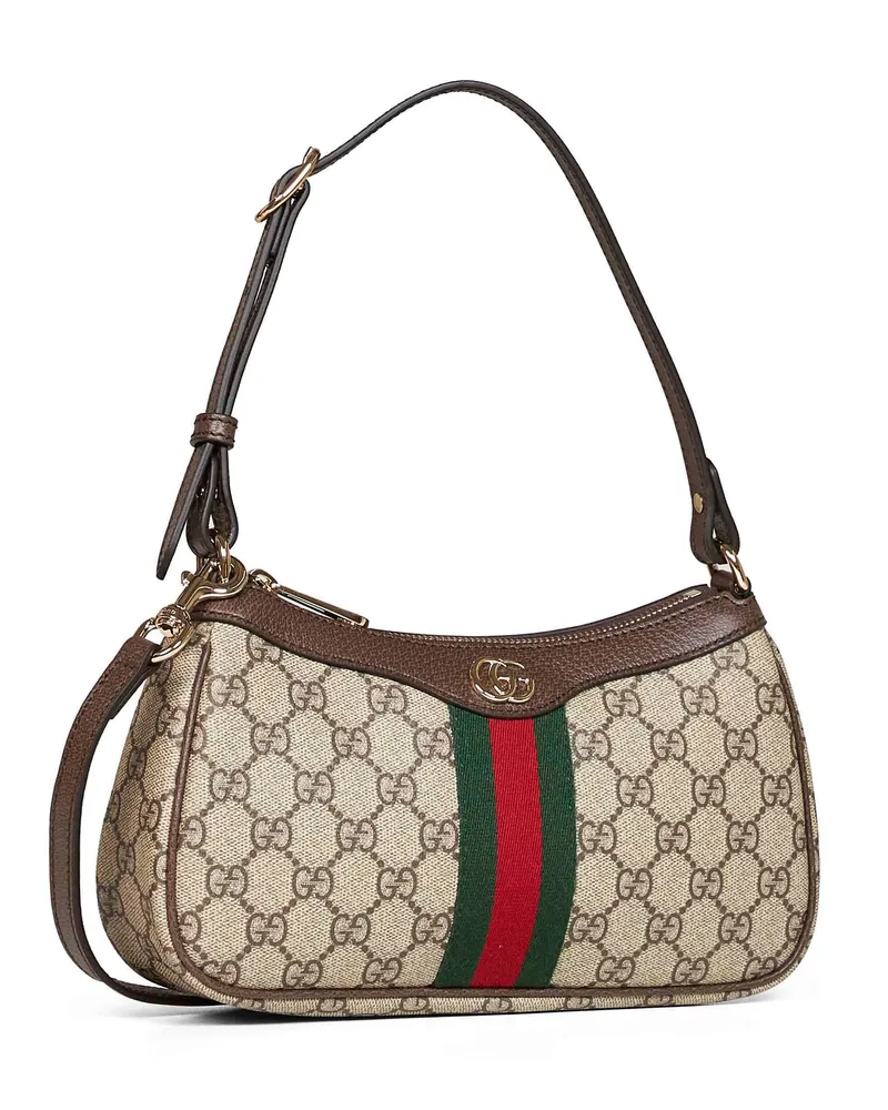 Gucci Women's Shoulder Bag Ophidia Beige-Dark Brown Lambskin Beige