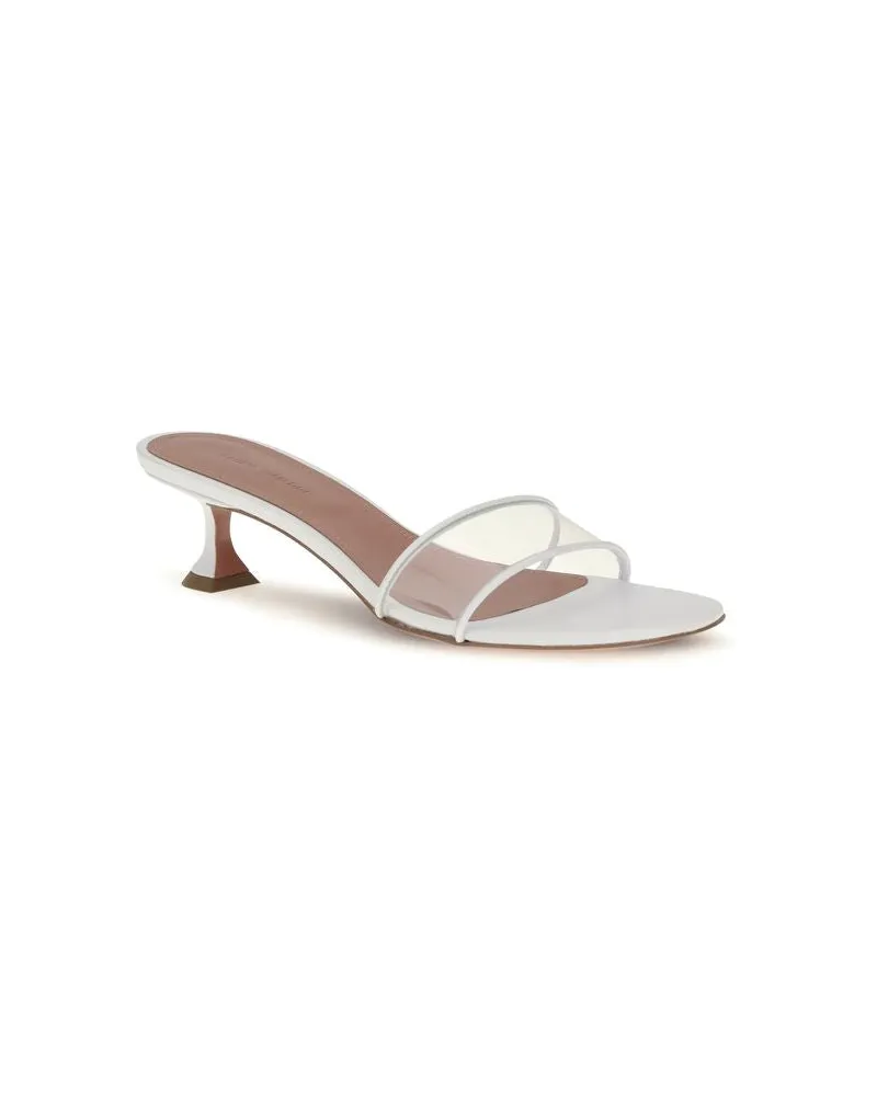 Amina Muaddi Women's White Calf Leather Bos Taurus Sandals White