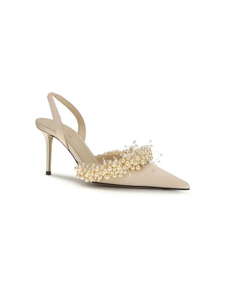 Mach & Mach Women's Beige Silk High Heel Pumps Beige