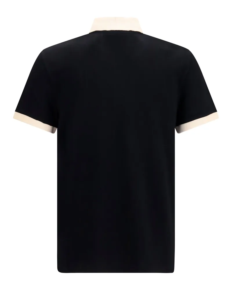 Valentino Garavani Men Polo Shirt Black-Cream Cotton Black/cream T-shirts And Polos Black