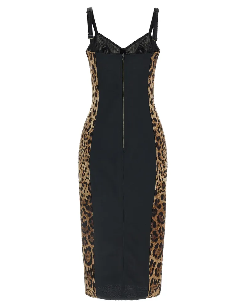 Dolce & Gabbana Leopard-Print Corset Dress — beige Beige