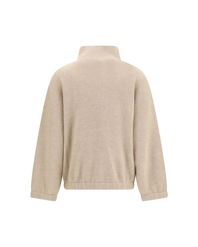 Brunello Cucinelli Cashmere Half-Zip Sweatshirt — Beige Beige