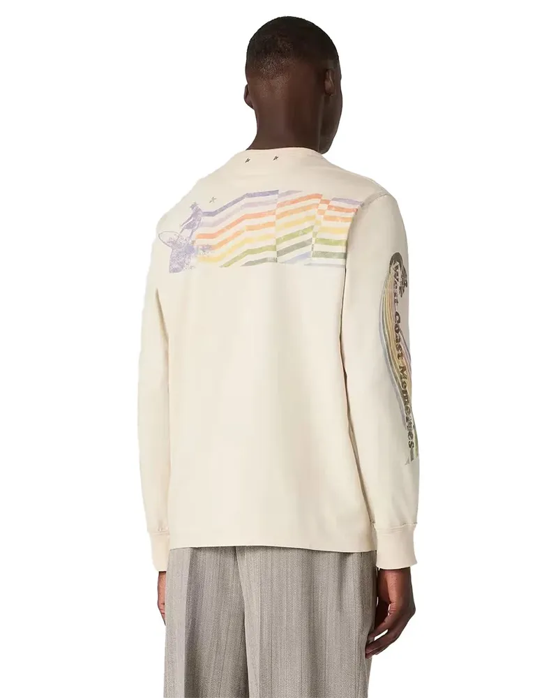 Golden Goose Multicolor Logo Print T-Shirt — White White