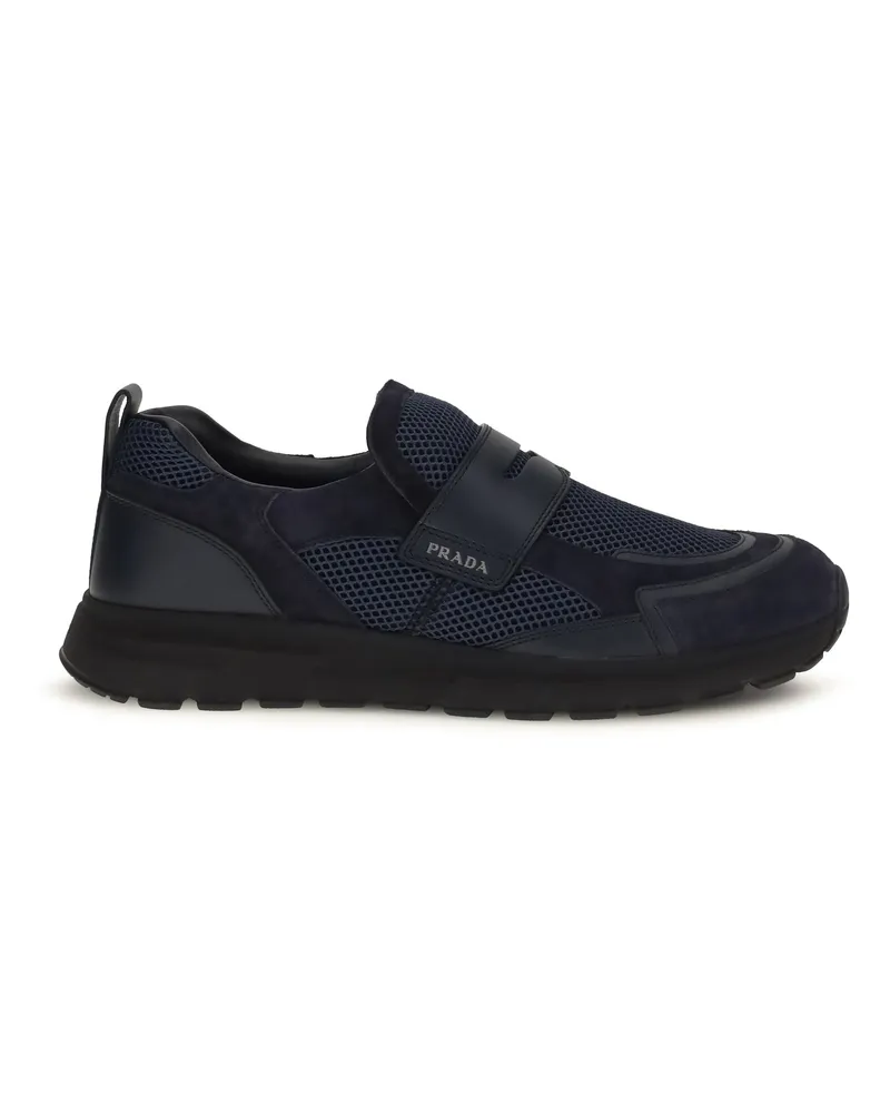 Prada Men's Loafers Sport Mesh Blue Blue