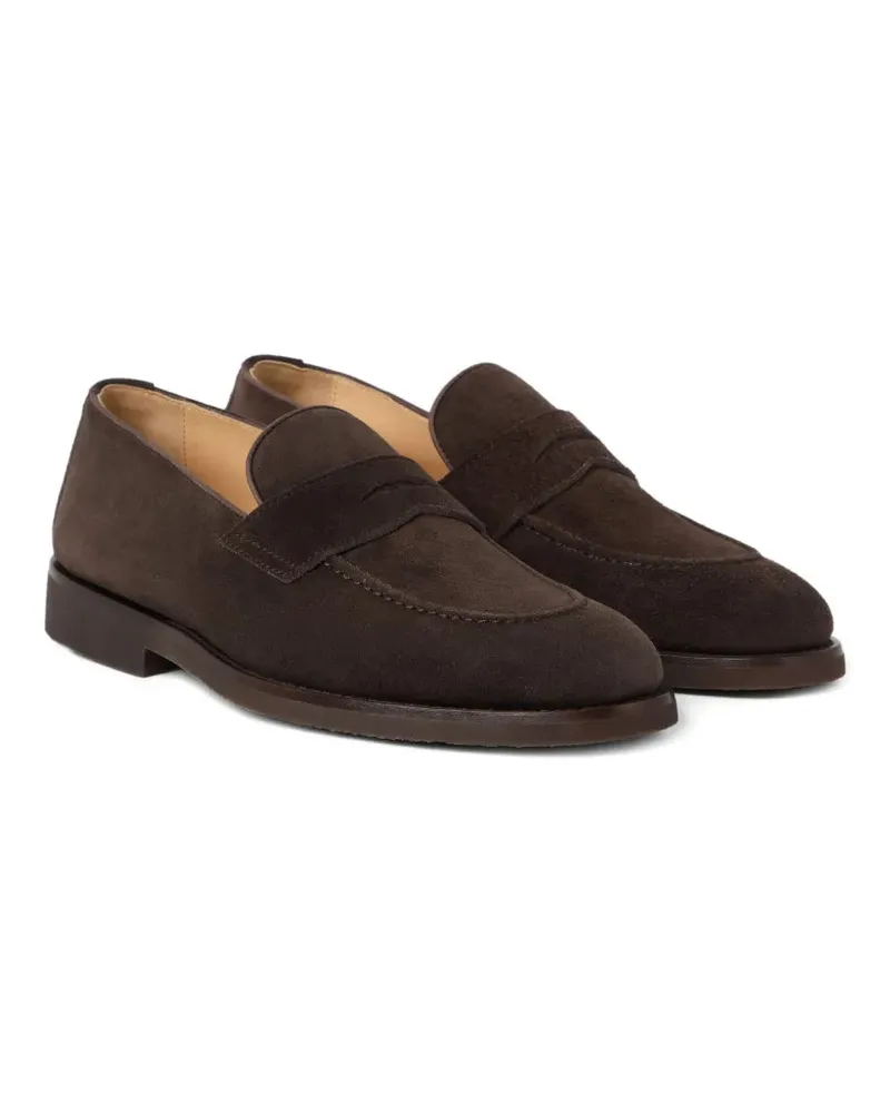 Brunello Cucinelli Women's Suede Penny Loafers Aw25 M Brown
