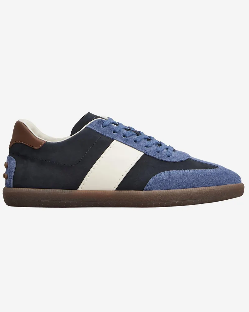 TOD'S Men's Suede And Nubuck Leather Sneakers Calfskin Trainers Blue