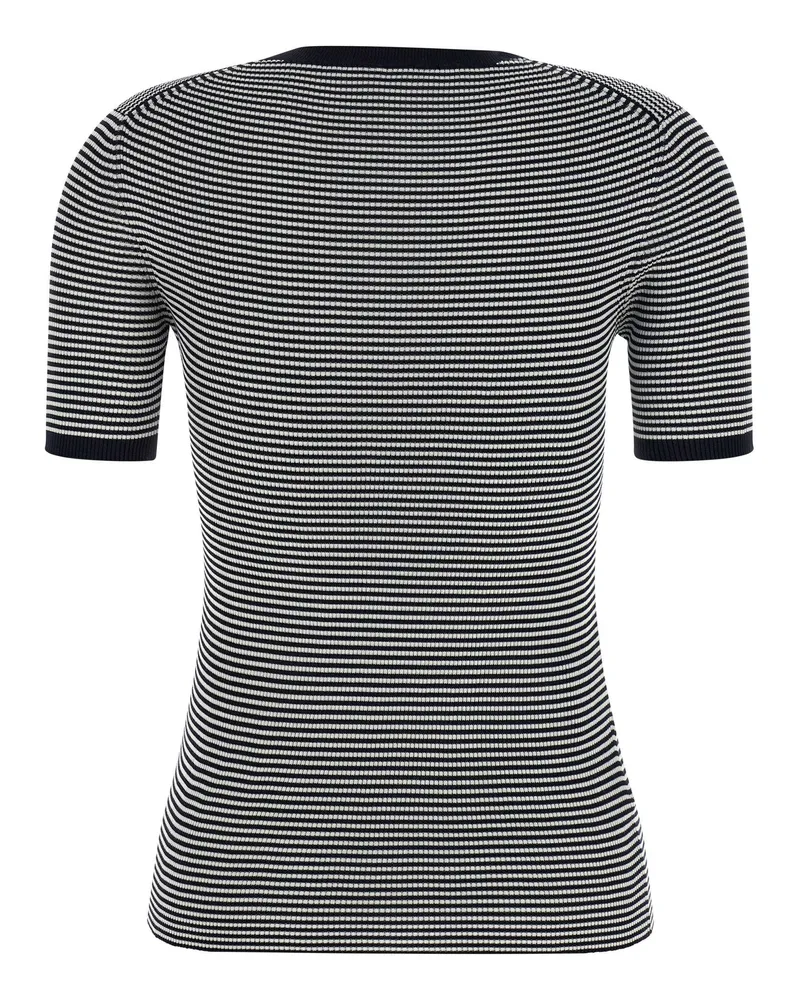 Prada Striped Silk T-Shirt — Black Black