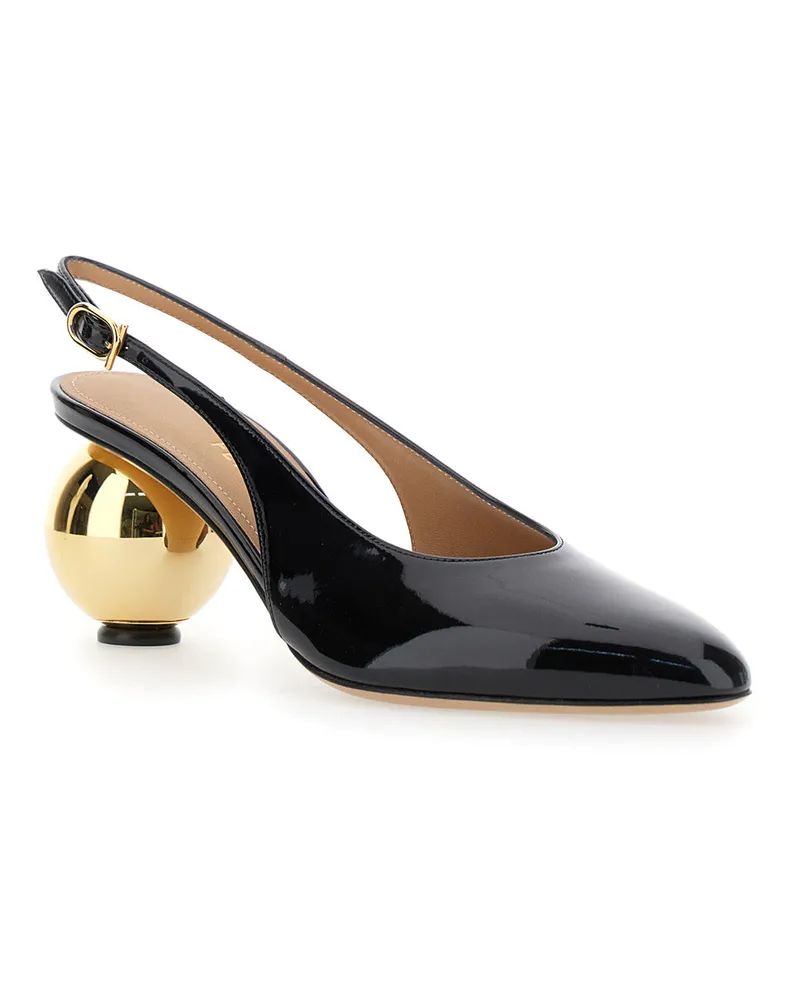 Ferragamo Women's Black Slingback Pumps With Spherical Heel Cow Black