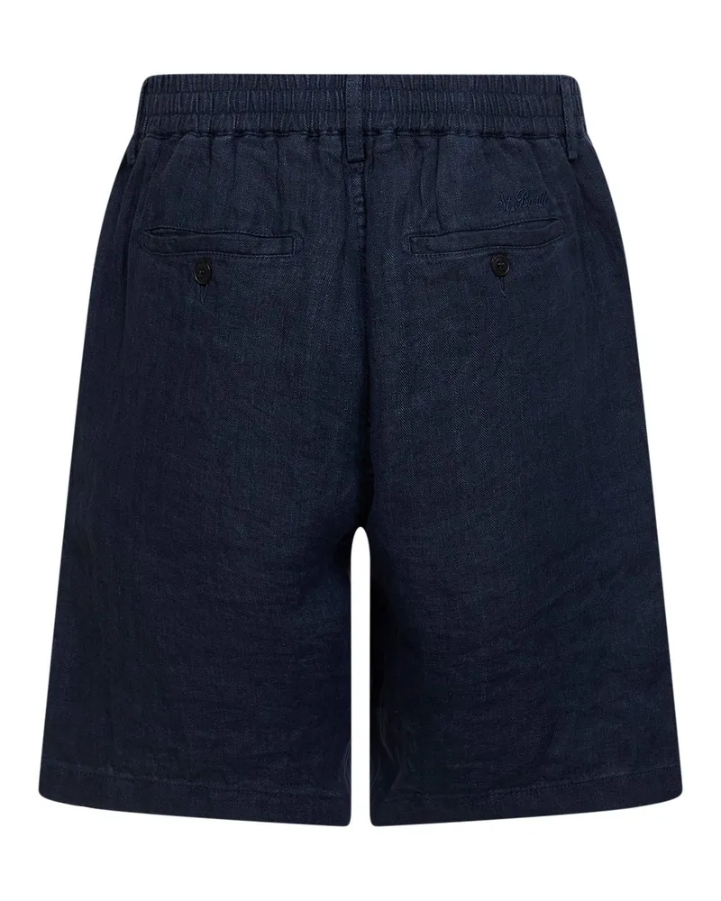 MC2 Saint Barth Men Bermuda Shorts Sebastian Blue Linen Blue