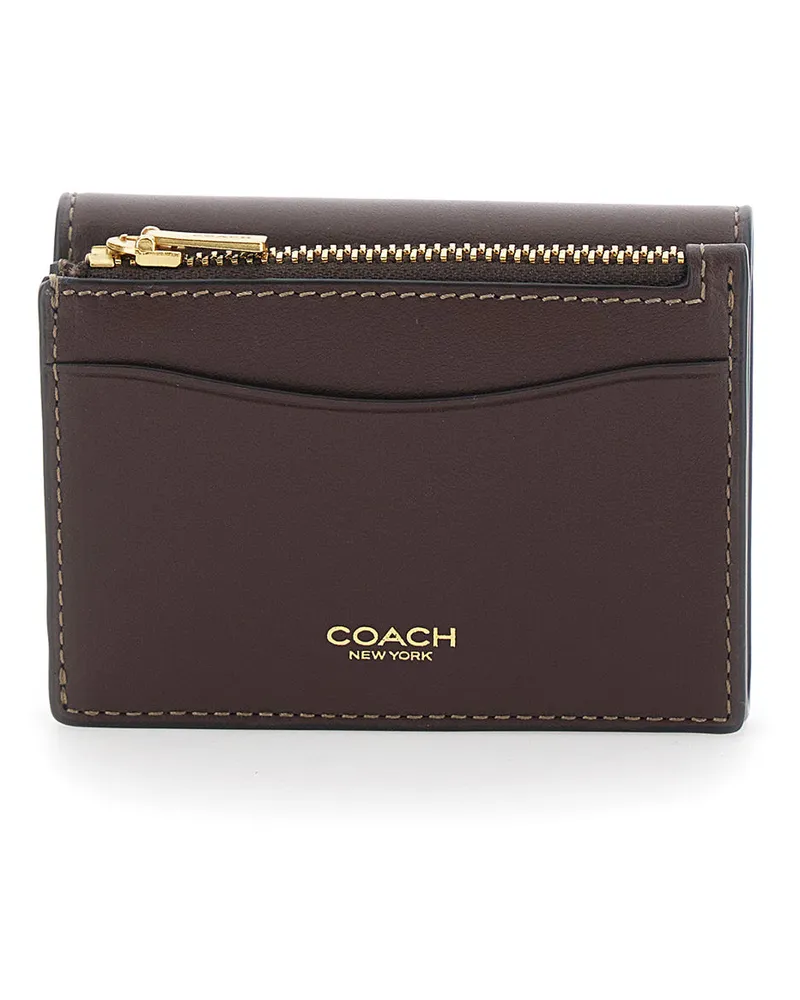 Coach Women's Card Holder Essential Brown Leather Cow Accessory Brown