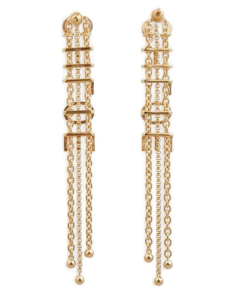 Chloé Logo Lettering Chain Earrings — Gold Gold
