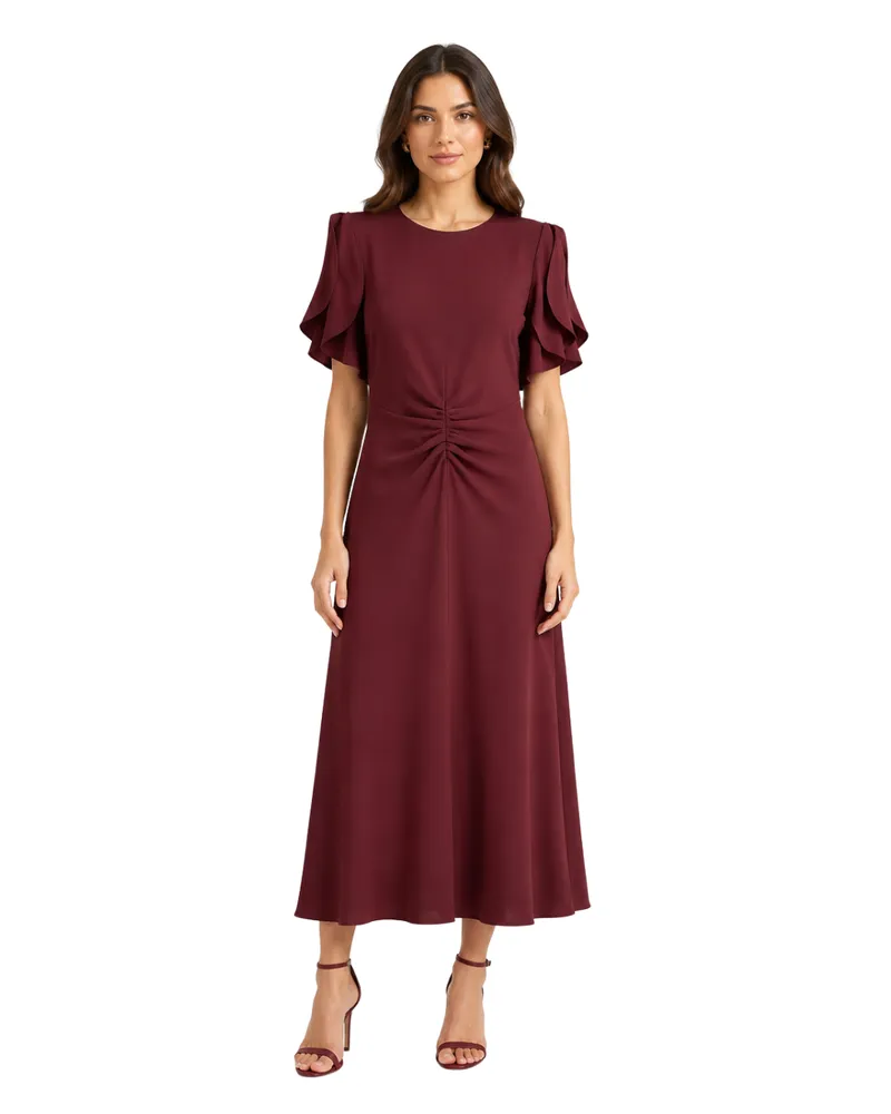 Victoria Beckham Women's Midi Dress Eve Burgundy Viscose Burgundy