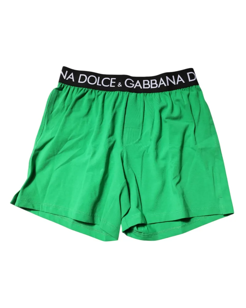 Dolce & Gabbana Men Green Cotton Regular Boxer Shorts Underwear Elastane Green