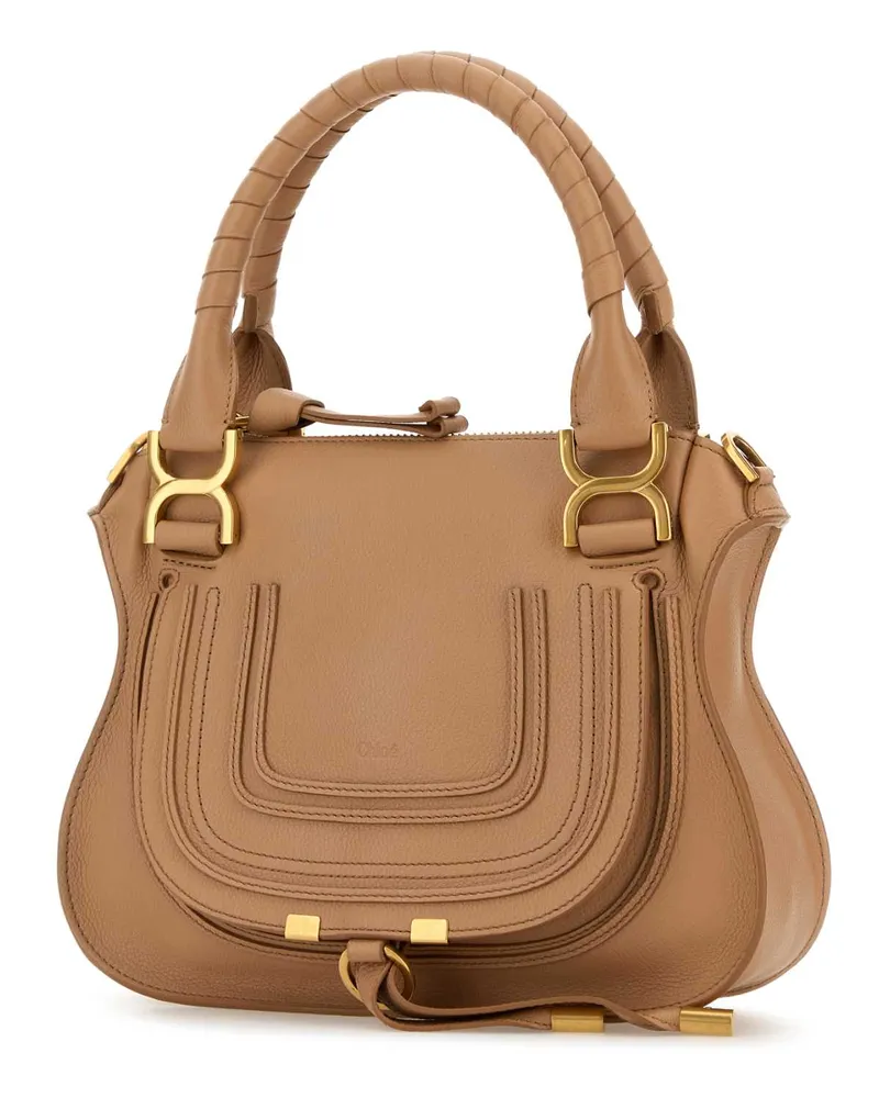 Chloé Marcie Calfskin Leather Shoulder Bag — Beige Beige