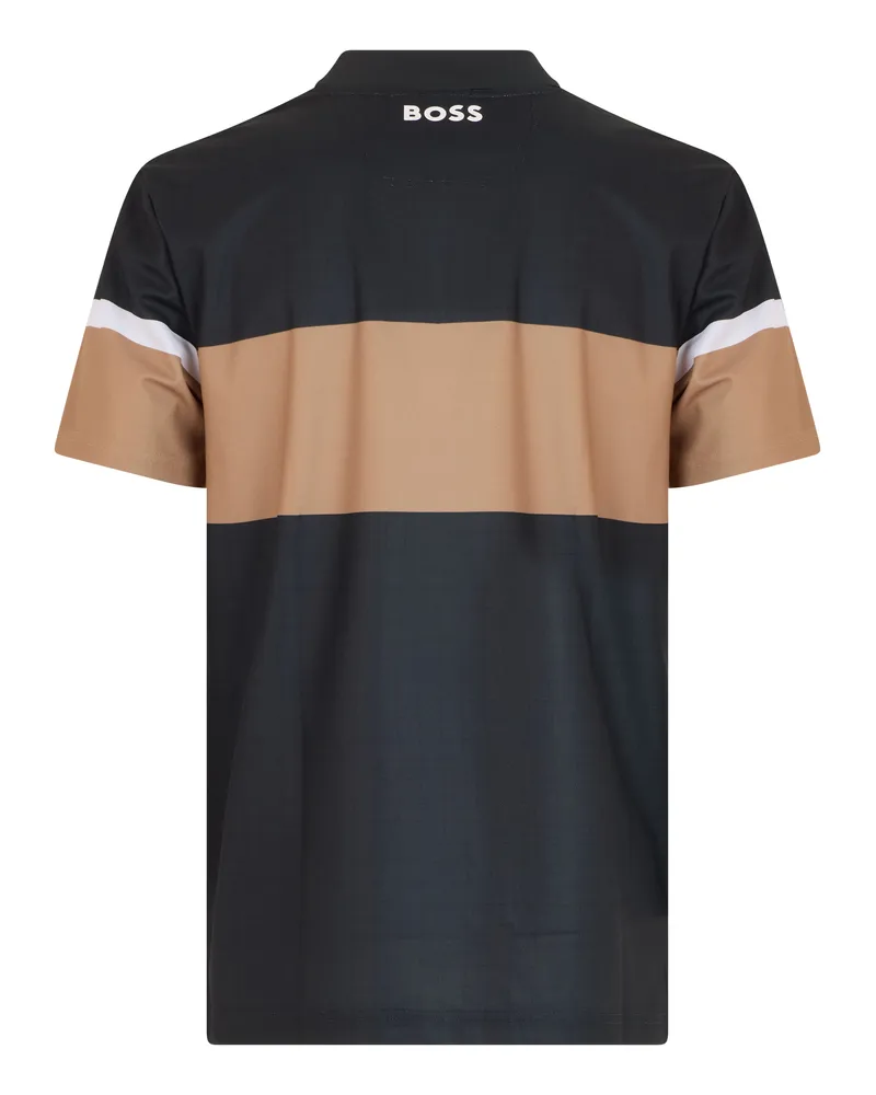 HUGO BOSS Men Short-Sleeved Polo Shirt Technical Fabric Black Polyester T-shirts And Polos Black