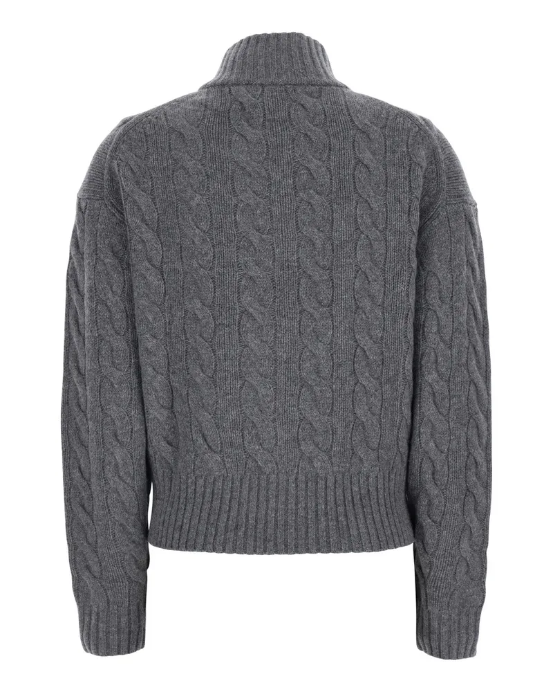 Ralph Lauren Cable-Knit Wool-Blend Sweater — Gray Gray