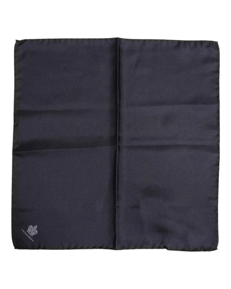 Dolce & Gabbana Blue Dg Crown Silk Square Men Foulard Scarf Blue