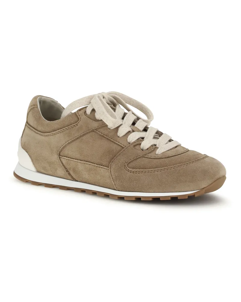 Brunello Cucinelli Women's Suede Sneakers Antilope Beige
