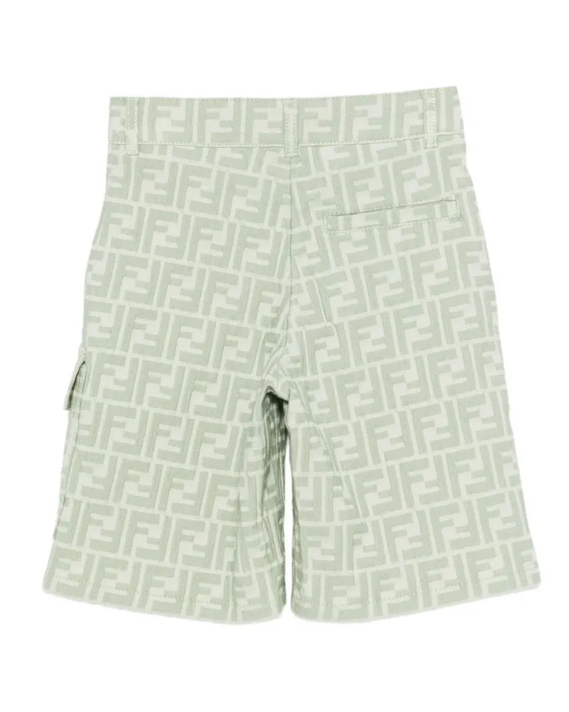 Fendi Logo-Detailed Cotton Bermuda Shorts — Green Green