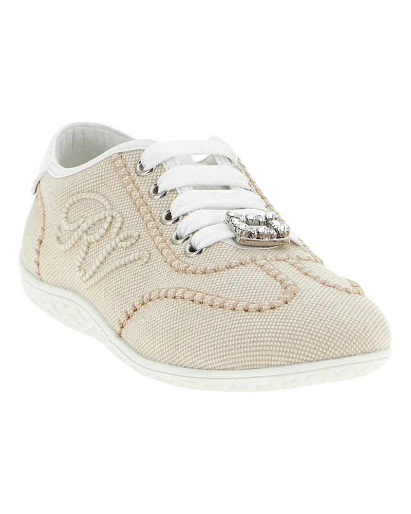 Roger Vivier Women's Beige Polyamide Low Top Sneakers Beige
