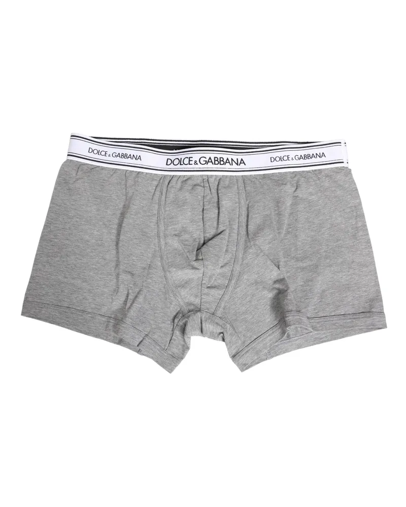 Dolce & Gabbana Gray Logo Waistband Cotton Men Boxer Underwear Elastane Clothing Gray