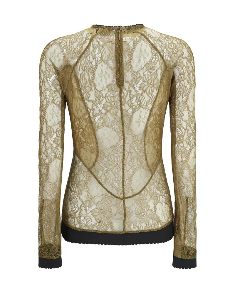 ATTICO Stretch Lace Blouse — Beige Beige