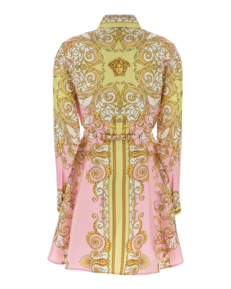 Versace Women's Printed Twill Shirt Dress Paleyellowrosequartz Exterior: Silk Abiti Pink
