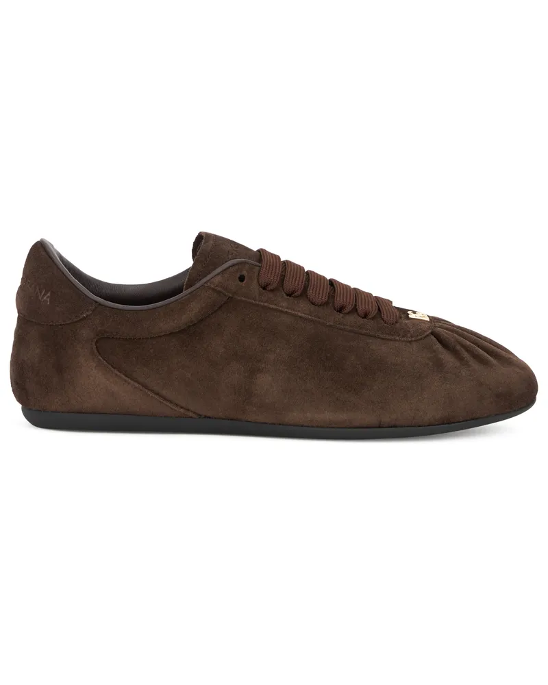 Dolce & Gabbana Women's Calfskin Sneakers Ebony Trainers Brown
