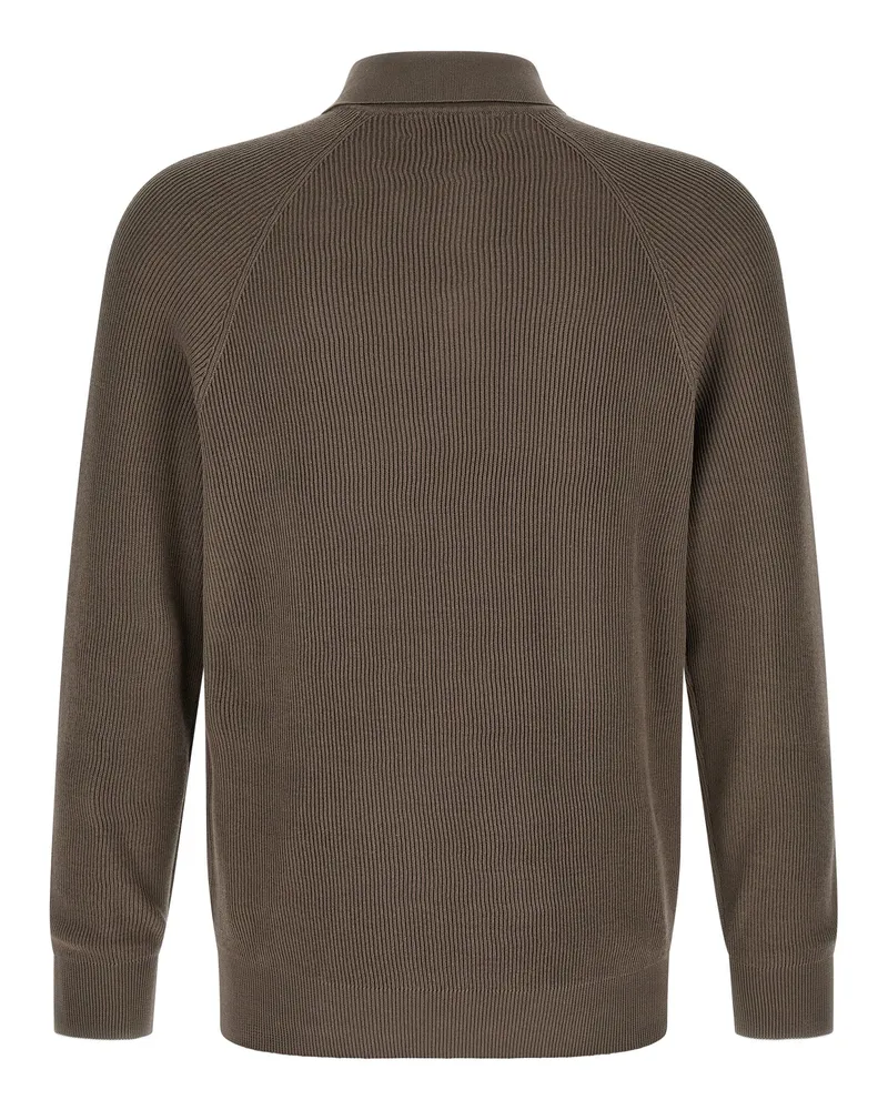 Brunello Cucinelli Men's Brown Cotton Polo Shirt Brown